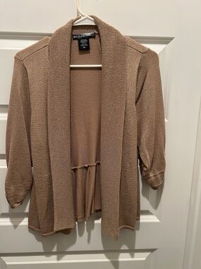 united states sweaters Metallic Taupe Open-Front Cardigan